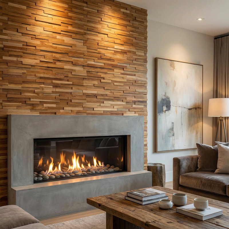 Carrelage mosaïque 3D en bois de teck massif Bare Decor EZ-Wall, ensemble de 10 carreaux de finition naturelle