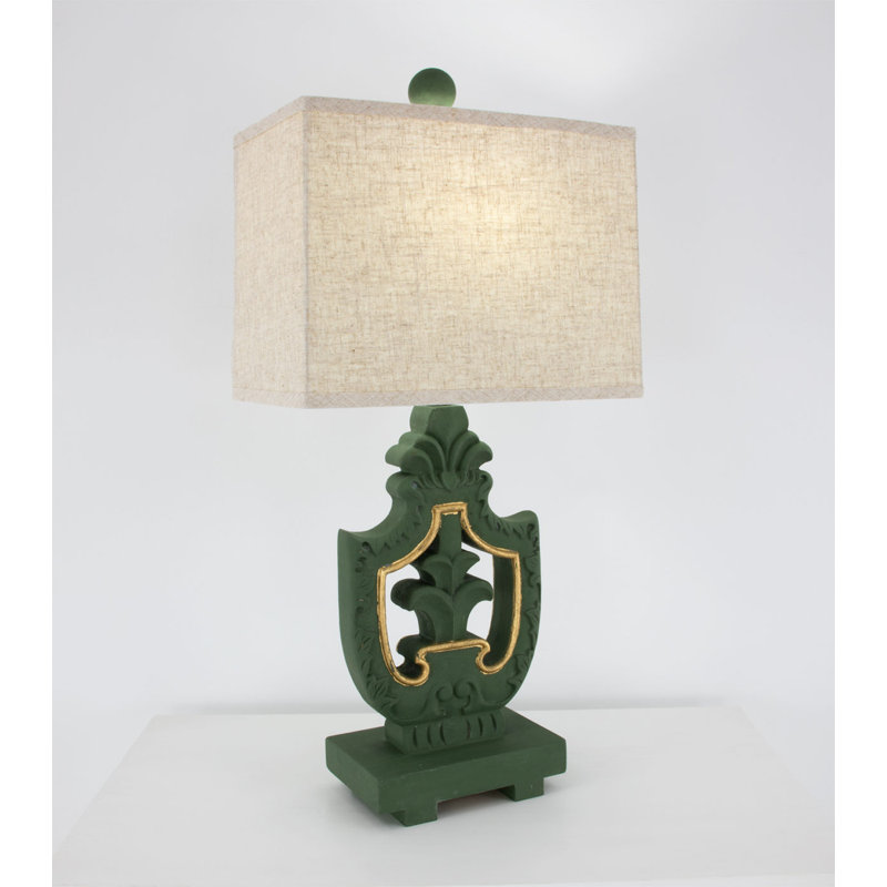 Hugo Table Lamp, Emerald Green/Gold, White