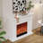 Beige Solid Wood Electric Fireplace