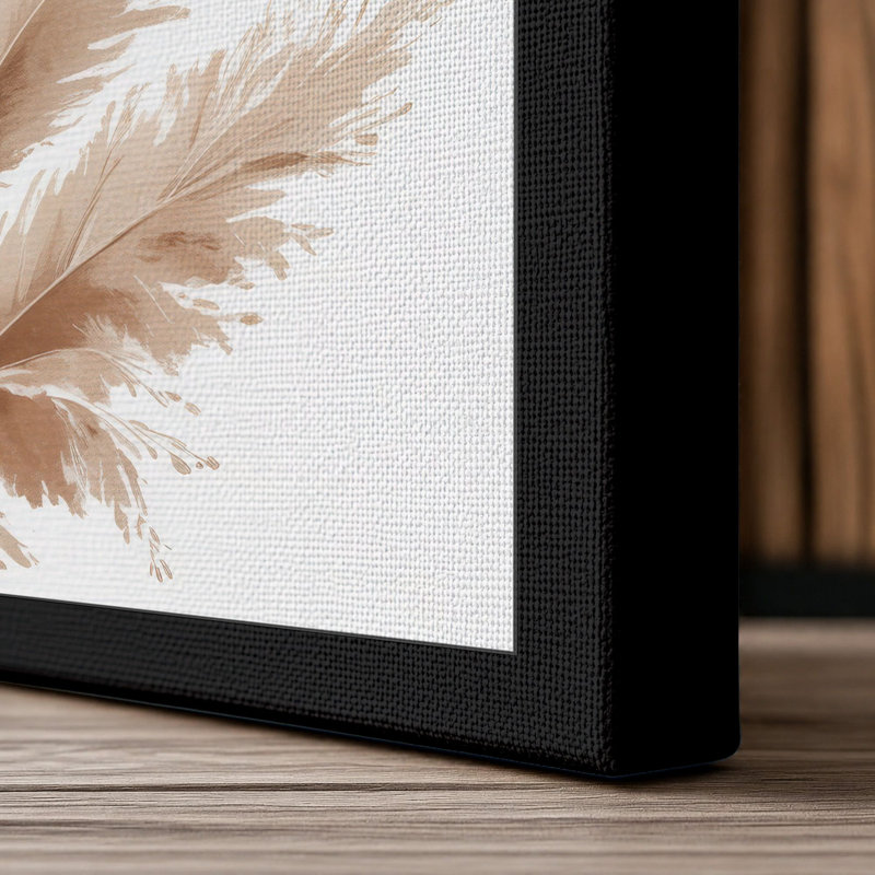 Pampas Grass Plumes Botanical - Wrapped Canvas, Black Border, 30x20 - 76.2 x 50.8 cm