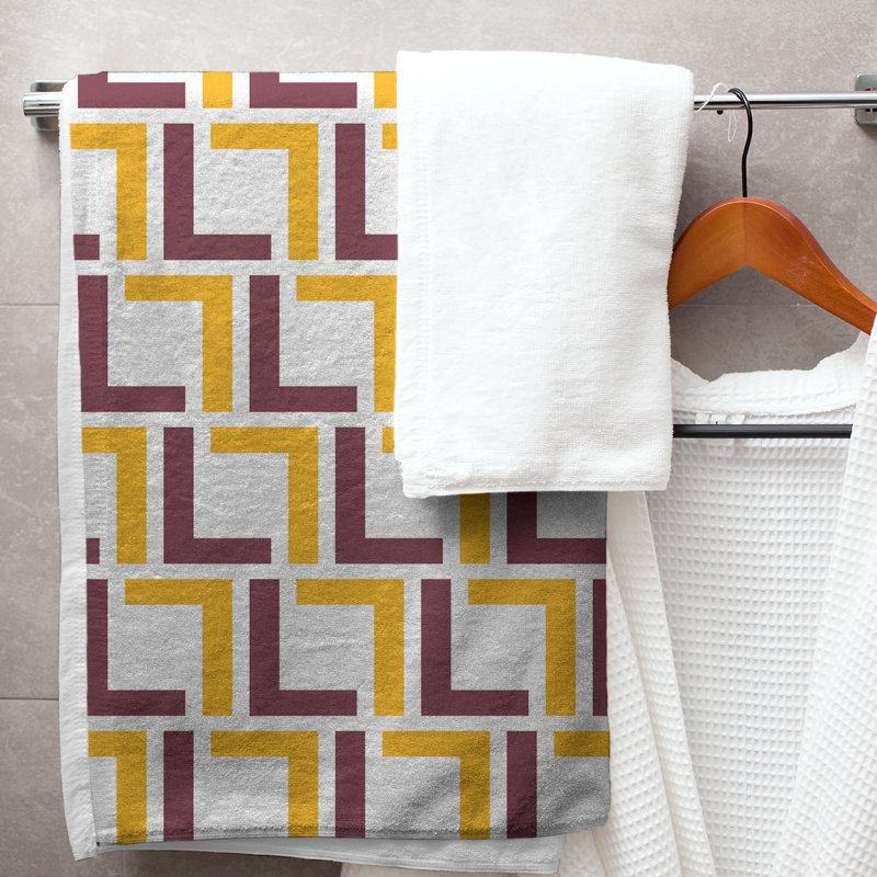 Bath Towel, White/Burgundy/Gold