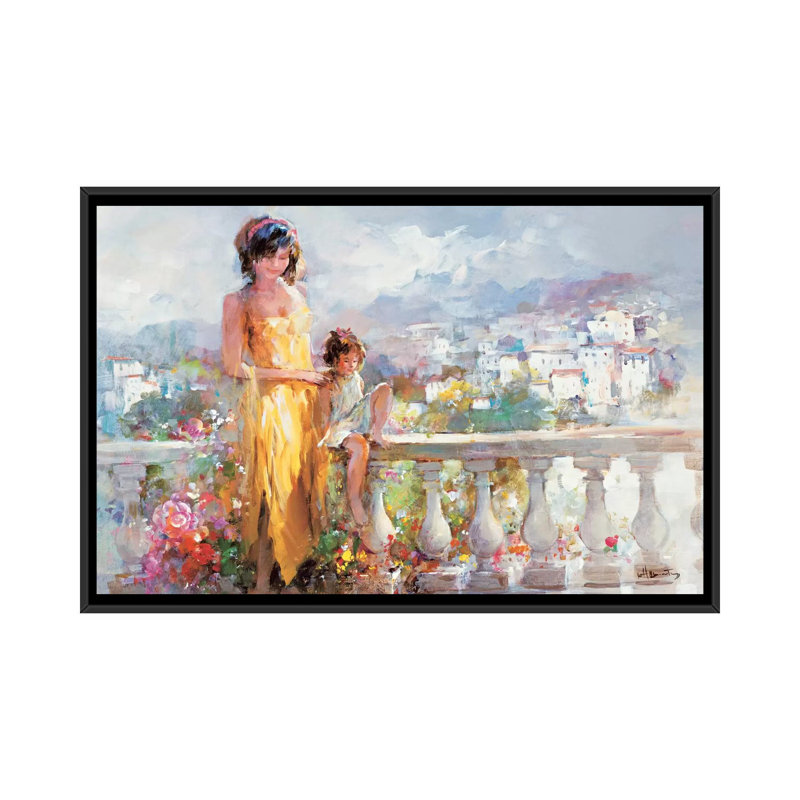 « happy pair », reproduction sur toile, H 18 po x l 26 po x P 1,5 po, Toile avec cadre noir, Blanc