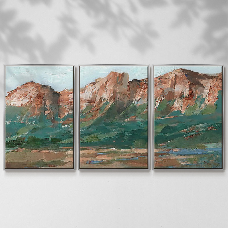 «Heading West I», reproduction sur toile 3 pièces, Argent, H 40 po x l 78 po x P 2 po