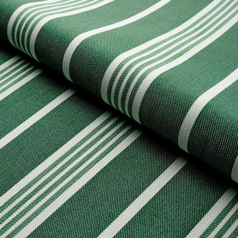 Tissu intérieur / extérieur à rayures Schumacher x Mary Mcdonald Hampton, Émeraude