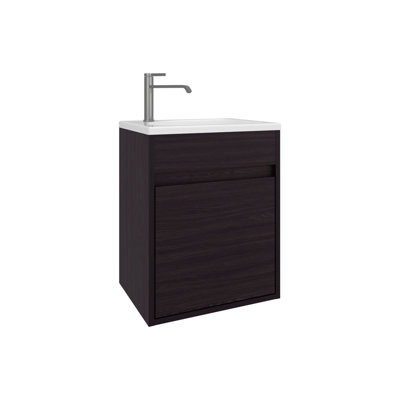Meuble-lavabo de salle de bain avec lavabo, 1 porte, wengé noir