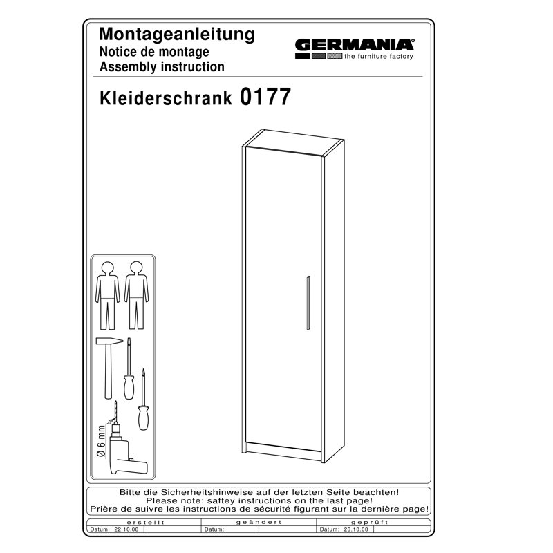 Cheswick 1 Door Manufactured Wood Wardrobe, Wenge / White