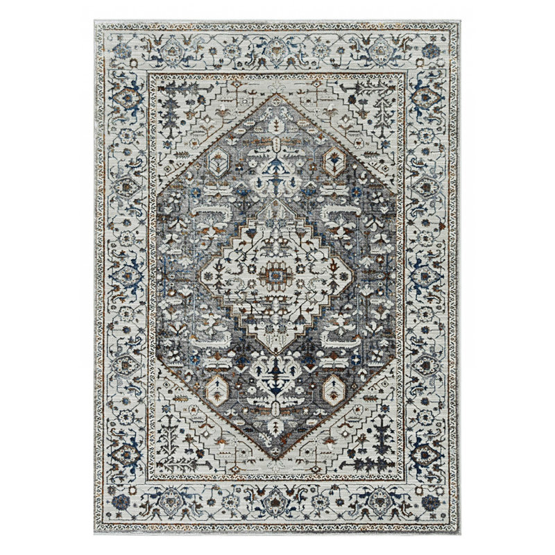 Jourden Grey Parisian Area Rug, Rectangle 3' x 5'