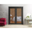 Porte coulissante double à galandage en verre clair Lucia 2166, ensemble noir mat, garnitures, rails et quincaillerie en bois massif, pour chambre, salle de bain, placard, portes robustes, 91,4 cm x 243,8 cm (2 x 45,7 cm x 243,8 cm) - Verre clair
