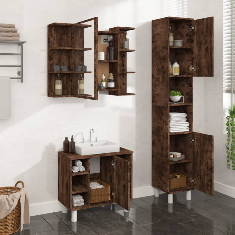 Fronie Bathroom Storage Furniture Set,  Smoked Oak