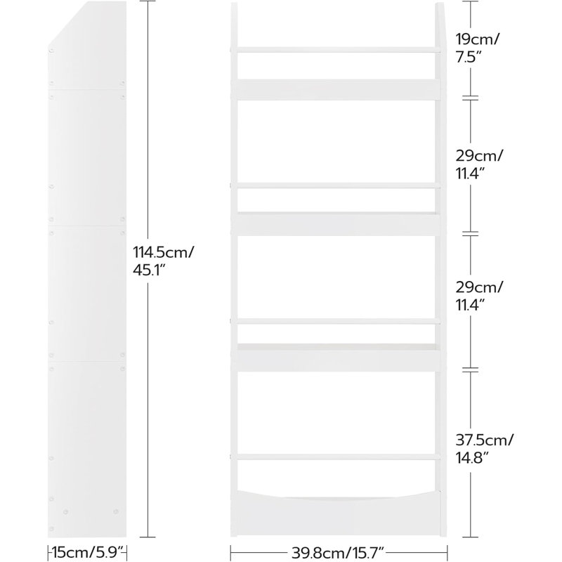 4-tier Wall-mount Kids Bookshelf White