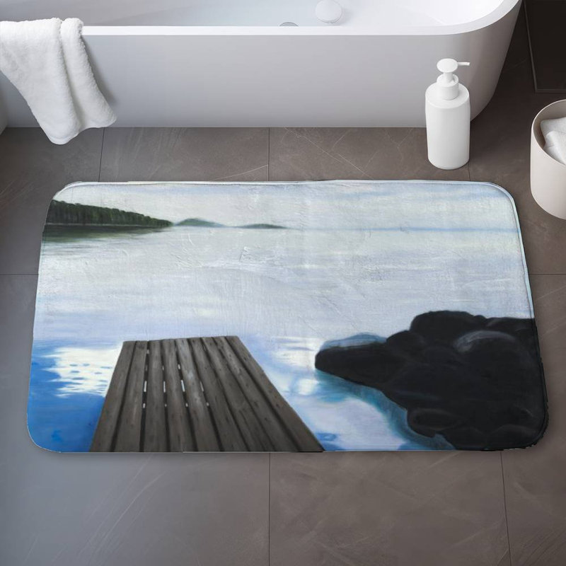 Evening on the dock Bath Mat with Non-Slip Backing - Quick Dry Memory Foam Bathroom Rug - Absorbent - Modern Plush Spa-Style - Machine Washable