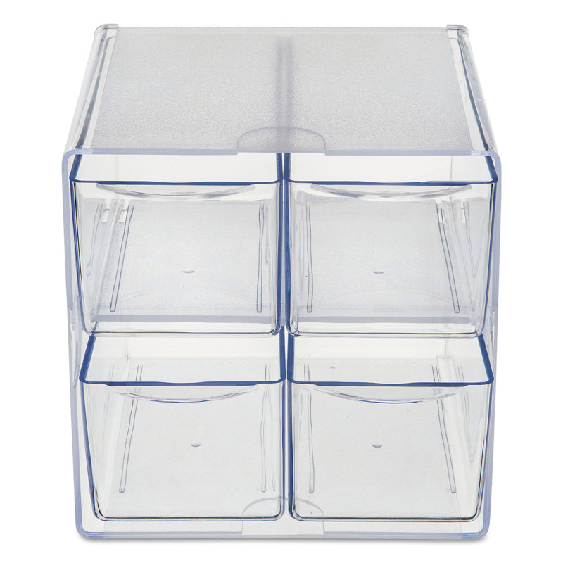 Clear Polystyrene 6" Stackable Desk Drawer Organizer Cube