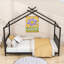 Lit plateforme simple en métal avec toit de maison-1257950220