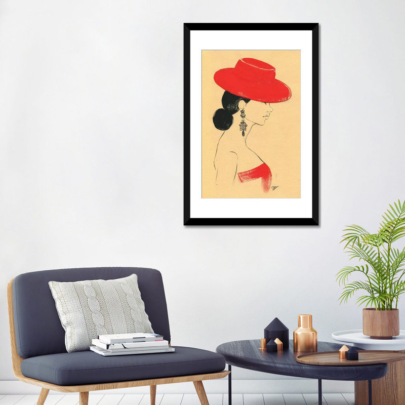 « ralph lauren red », impression sur toile, Papier d'art encadré noir, H 32 po x l 24 po x P 1 po