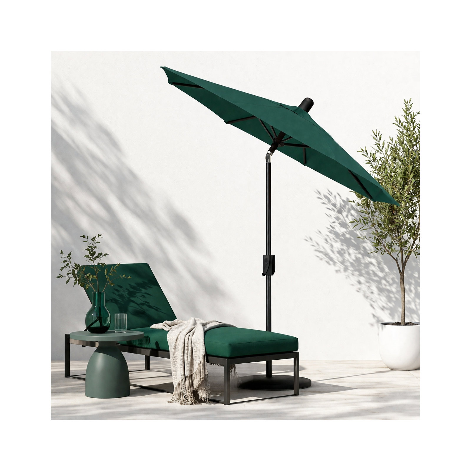 Natalie 74.5'' Outdoor Umbrella, Antique Bronze, Canvas Forest Green
