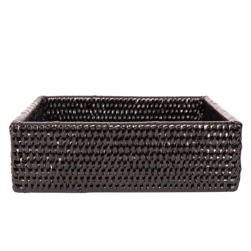Grande serviette d'invité en rotin Cynda - Porte-serviette rectangulaire, Noir Tudor, H 2,5 po x l 9 po x P 6 po