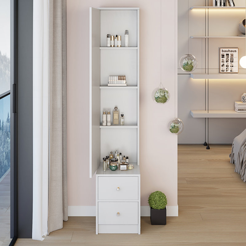 Armoire de toilette élégante et pleine grandeur, Blanc