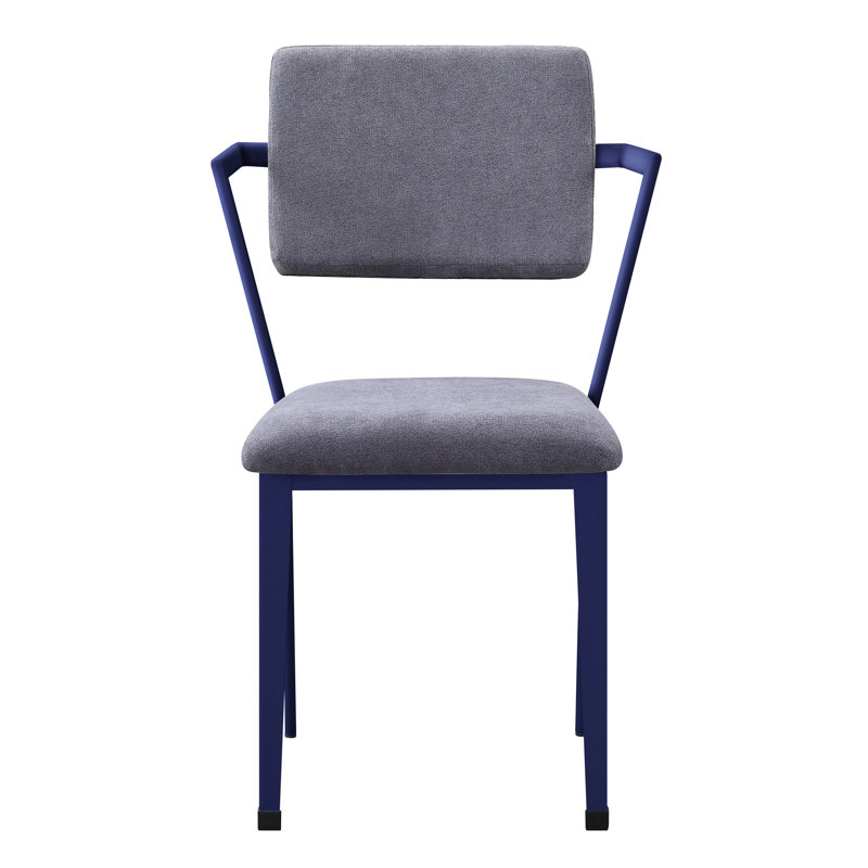 Chaise de bureau moderne gris et bleu avec dossier respirant et structure en métal stable pour une utilisation à long terme