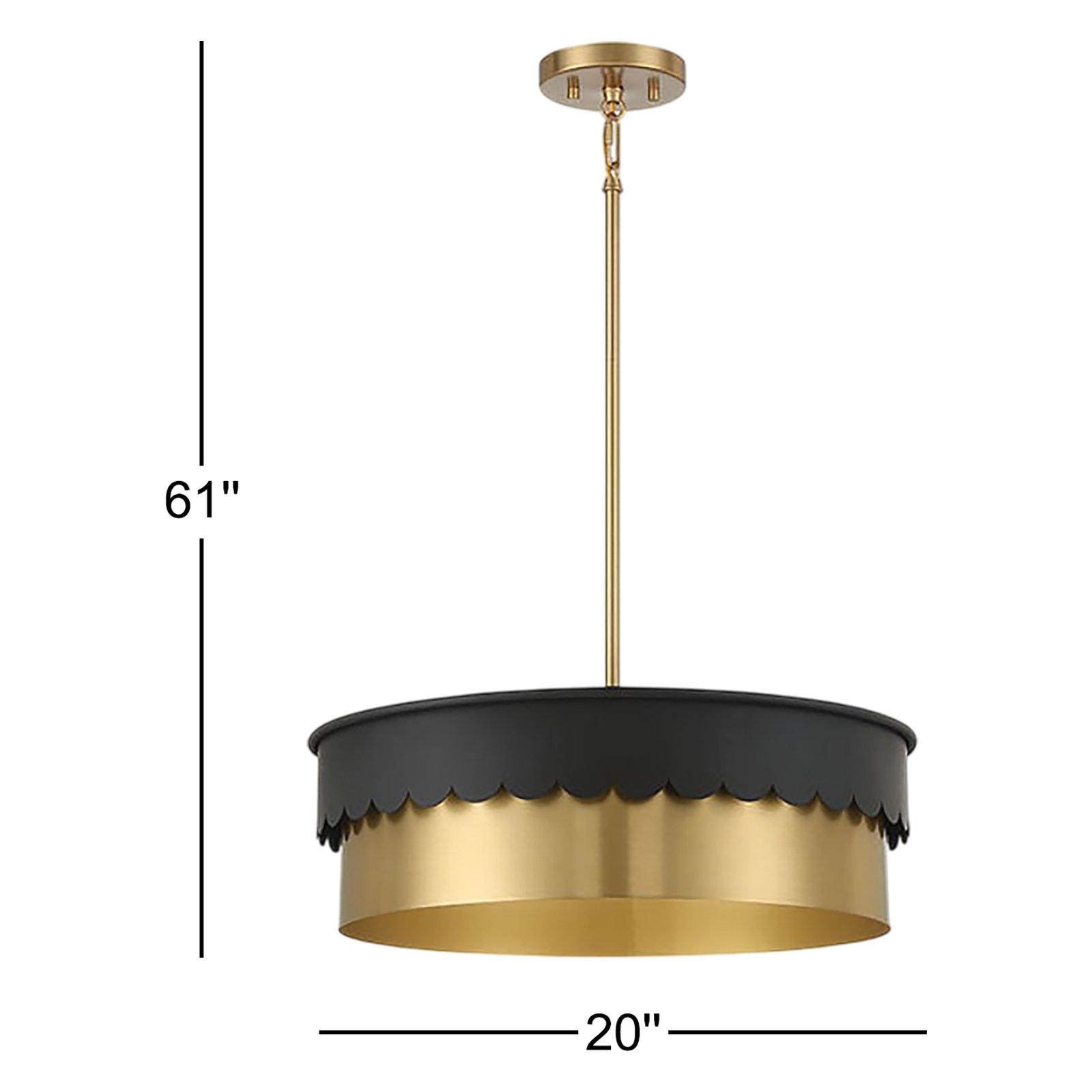 Dulcia 4 Light Metal Dimmable Pendant, Matte Black/Natural Brass