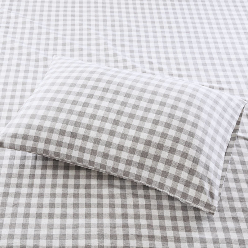 Très grand drap imprimé, tissu à chevrons gris 4 pièces, flanelle 100% coton, doux au toucher, drap-housse élastique, facile d'entretien