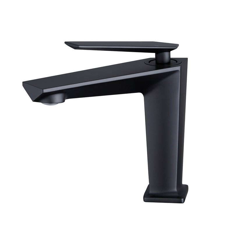 Single Handle Sink Faucet Single Hole Bathroom Faucet With Deckplate, Matte Black