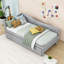 Lit de jour simple rembourré avec dossier et lit gigogne simple-277707379