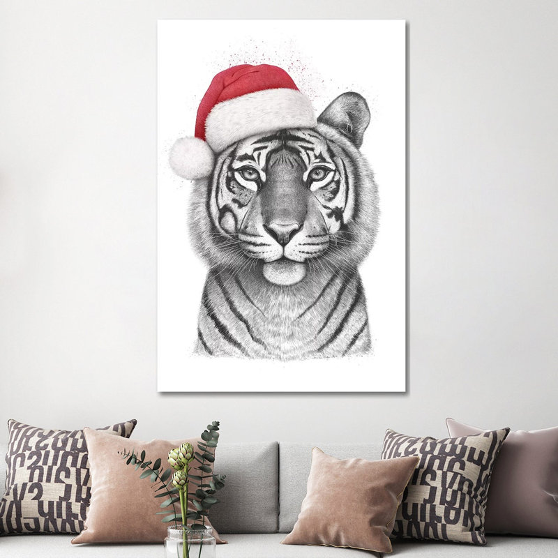 Christmas Tigress by Valeriya Korenkova - Wrapped Canvas Gallery-Wrapped Canvas Giclée, 152.5 cm H x 101.5 cm W