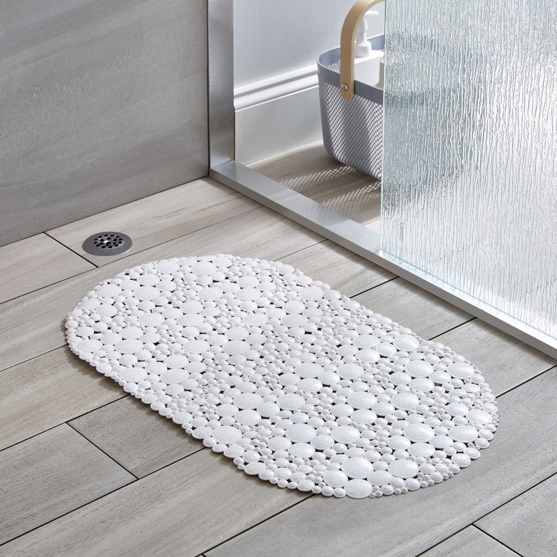Tapis de bain antidérapant en fibres naturelles à base de plantes Bath Bliss, Blanc