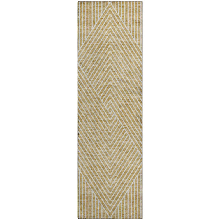 Premium Machine Washable Prisco Gold Rug
