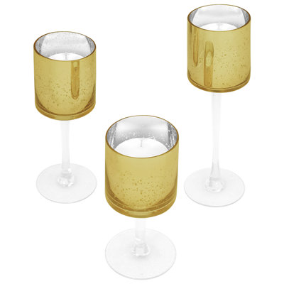 Ensemble de 3 porte-bougies chauffe-plat en verre mercure 12 po 3 pièces