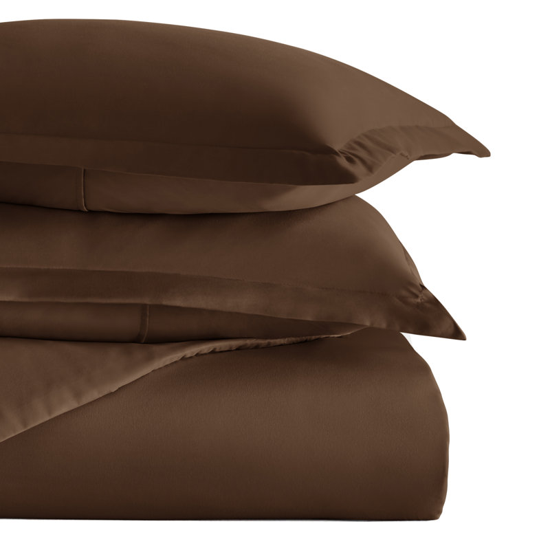 Super Soft Double Brushed Duvet Cover Set, Chocolate, Full/Queen Duvet Cover + 2 Standard Shams