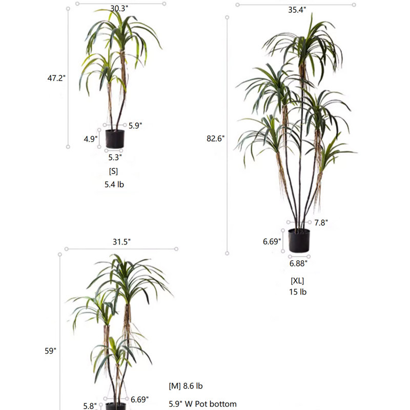 Fausse plante Dracaena, H 82,6 po x l 7,8 po x P 7,8 po