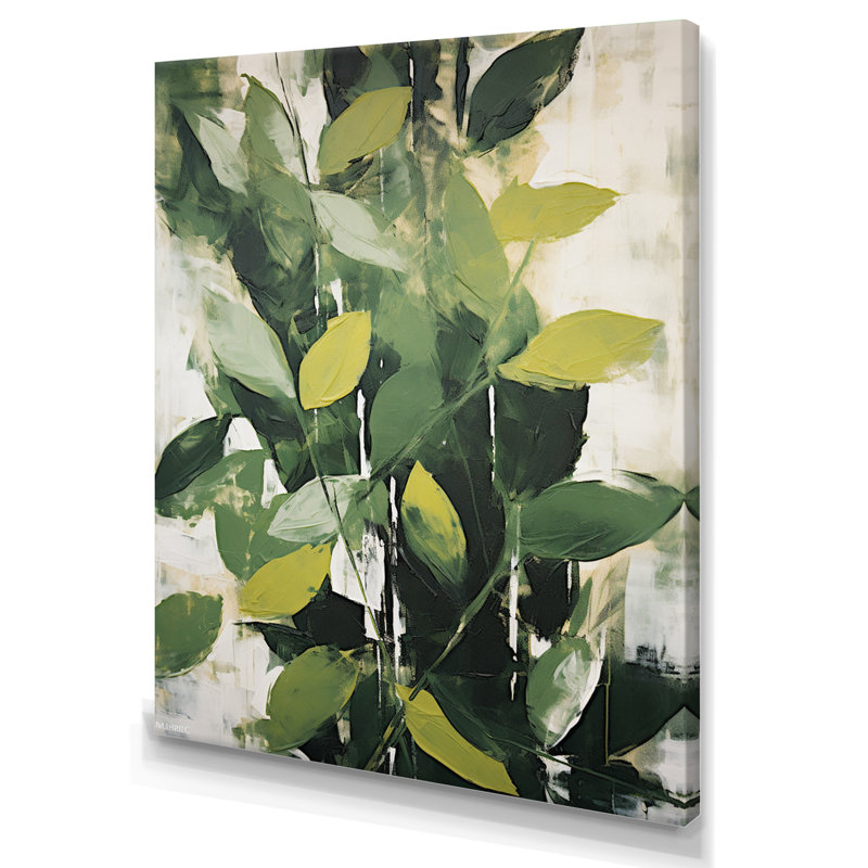 Abstrait, plantes vertes, minimalisme, collage rétro I, H 32 po x l 24 po x P 1 po, Toile tendue