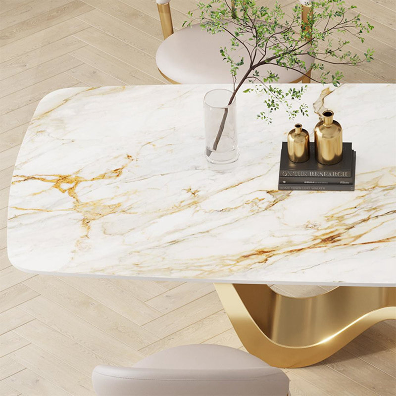 Modern Luxury Rectangular Rock Slab Dining Table, 29.5”H x 70.8”L x 35.4”W
