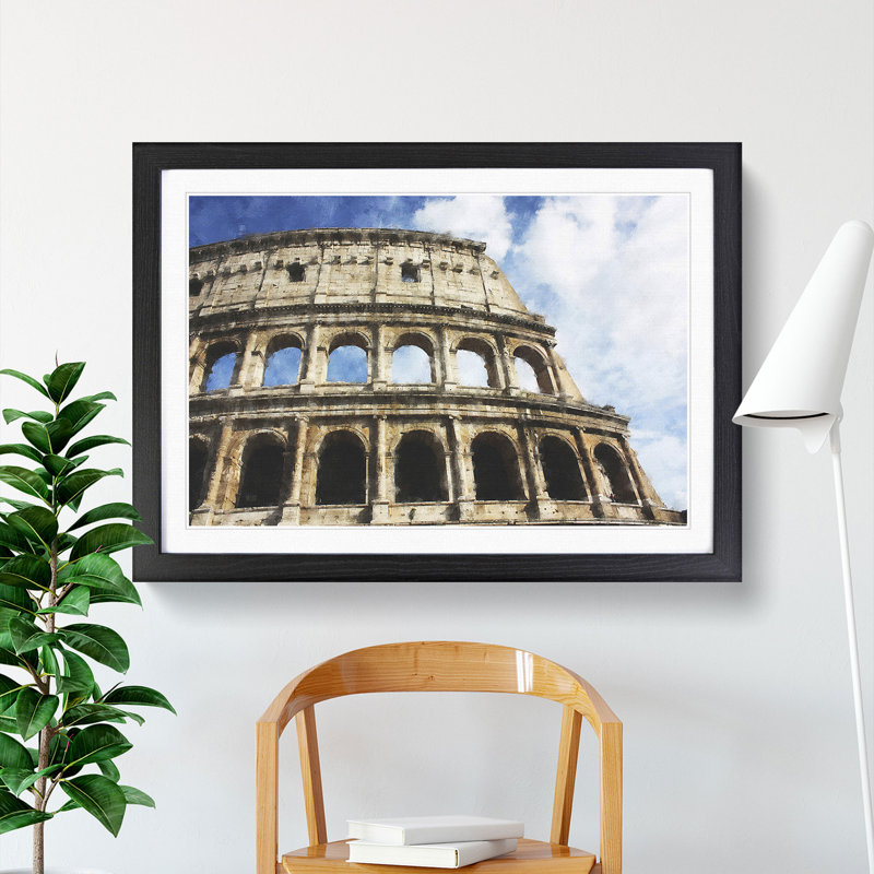 Coliseum in Rome - Picture Frame Graphic Art, Black Framed, 48cm H x 65cm W x 2cm D