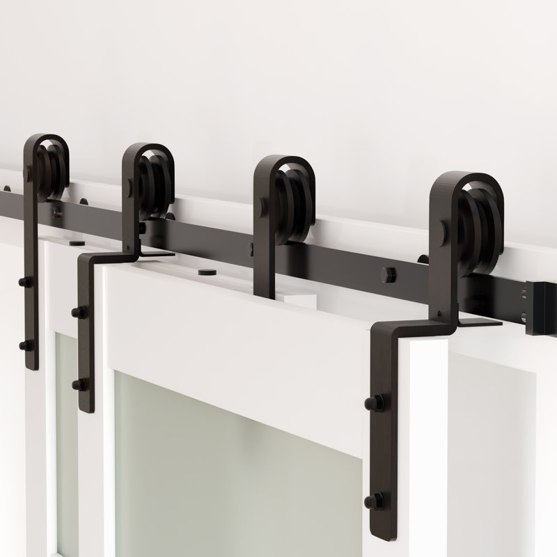 K Shape Design - Manufacture Wood Double Sliding Bypass Barn Door With Hardware, 152"x84"