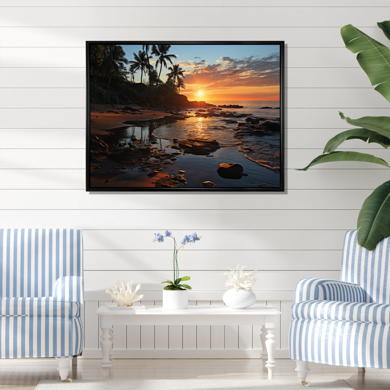 «Amande Beach Tropical Vibes X III», reproduction sur toile, H 30 po x l 40 po, Cadre flottant noir