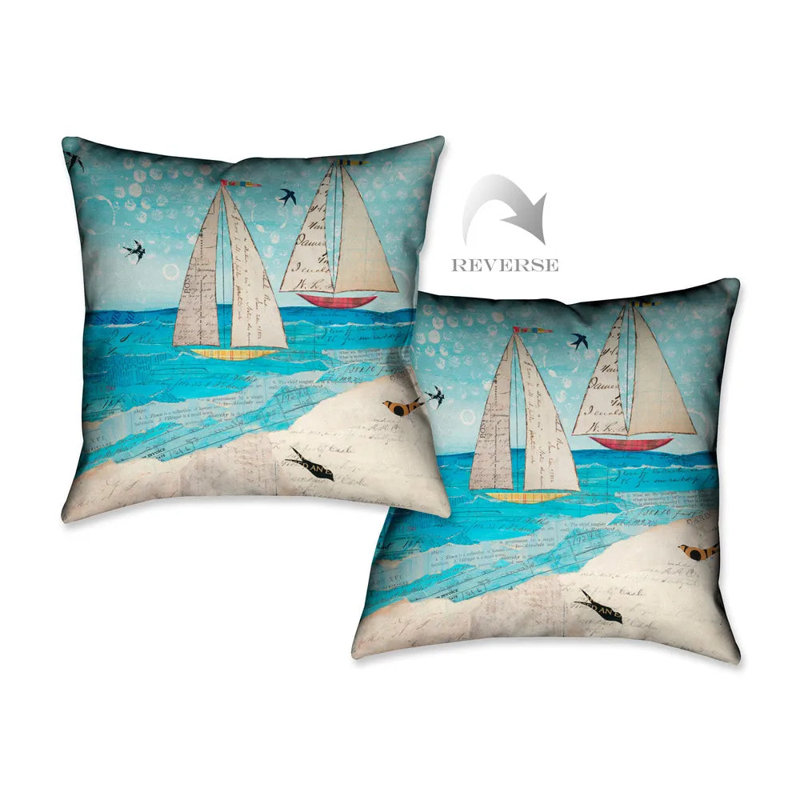 Coussin décoratif d'intérieur Sailing the Seas, H 18 po x l 18 po