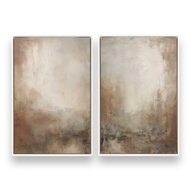 Russet Mists Unfolding, Set of 2 Print on Canvas, Opaque White Floater Framed, 18.75" H x 12.75" W x 1.75" D