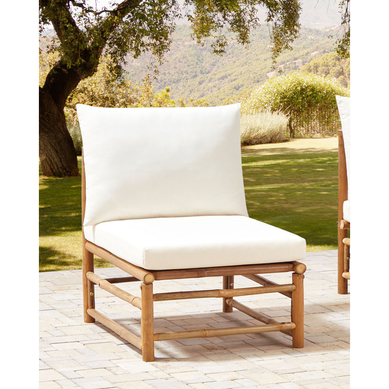 CERRETO Wood Outdoor Armless Lounge Chair, Off White
