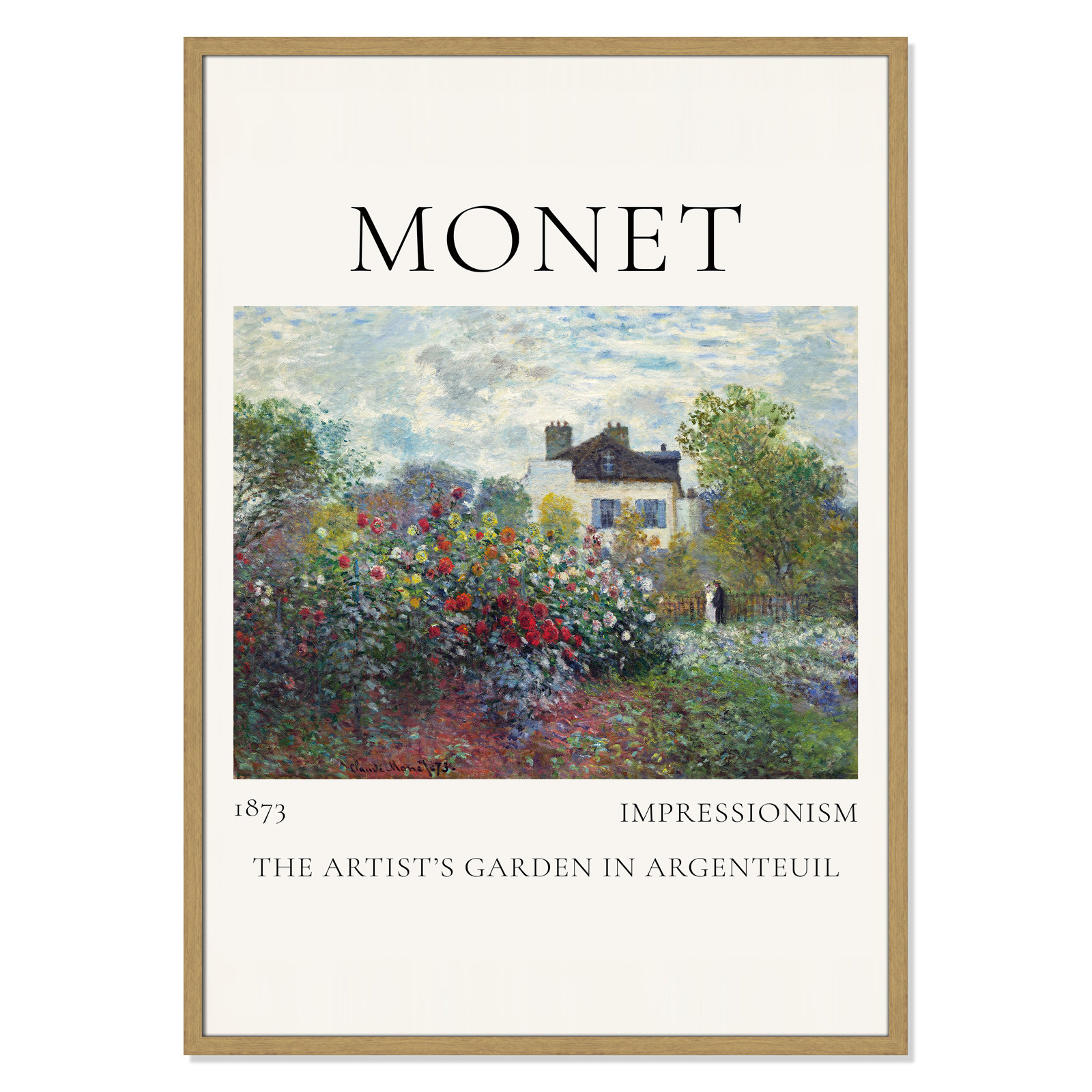 Rocchetto "Artists Garden in Argenteuil" Print, Natural Single Picture Frame, No, 41.5" H x 29.5" W x 0.75" D