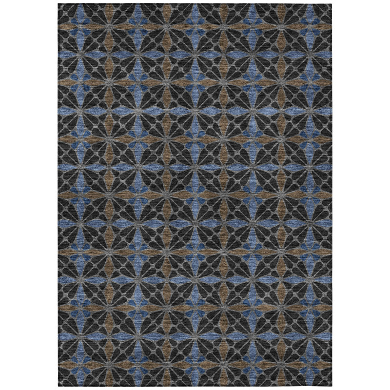 Machine Washable Indoor/Outdoor Chantille ACN2469 Geometric Rug, 2'6" x 3'10", Black