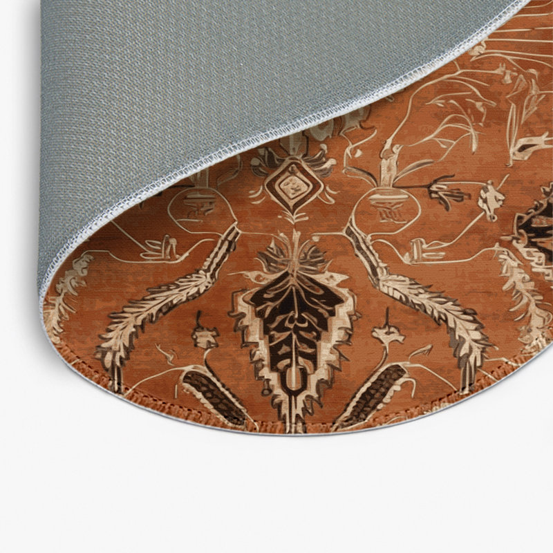 Tapis d'intérieur et d'extérieur brun Persian, Rond 5 pi