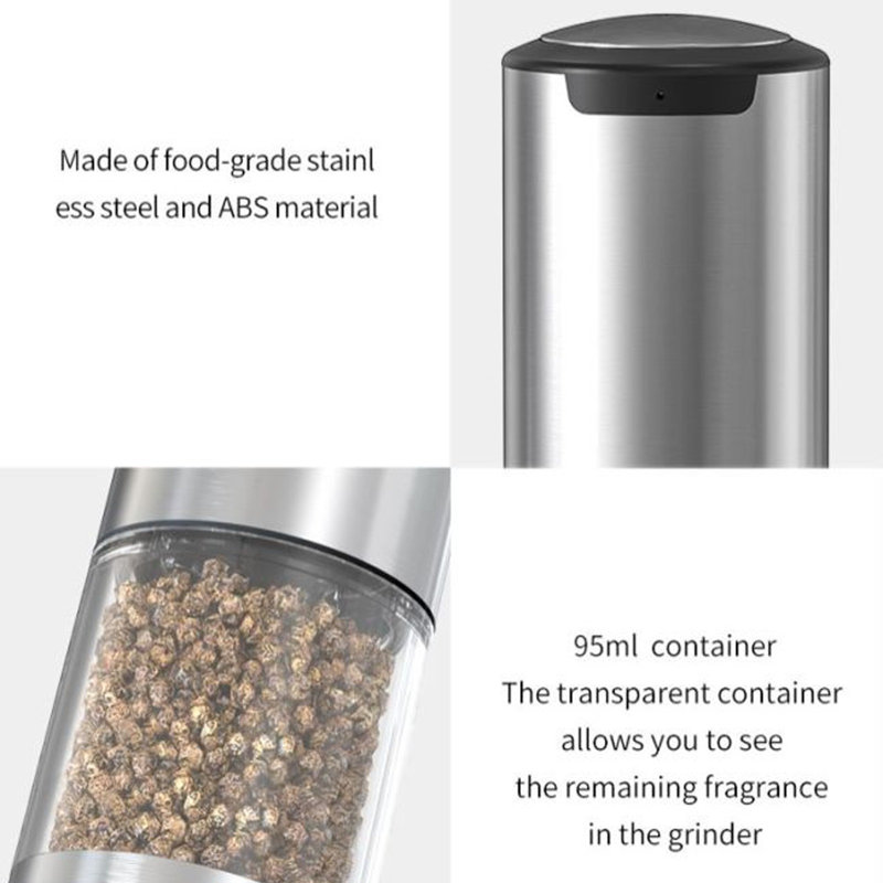 Electric Salt And Pepper Grinder Set (2 Pack)With Base And Washable 95Ml Container