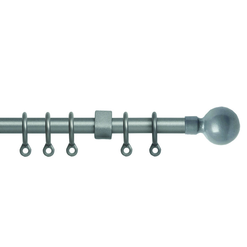 Olya Adjustable Single Curtain Pole, 4.5cm H x 280cm W x 7cm D, Silver