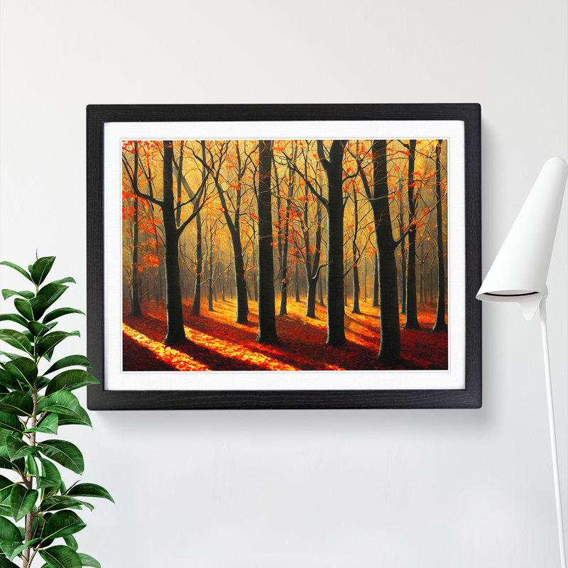 Intense Autumn Forest - Framed Print, 46cm H x 64cm W x 2cm D, Black Framed