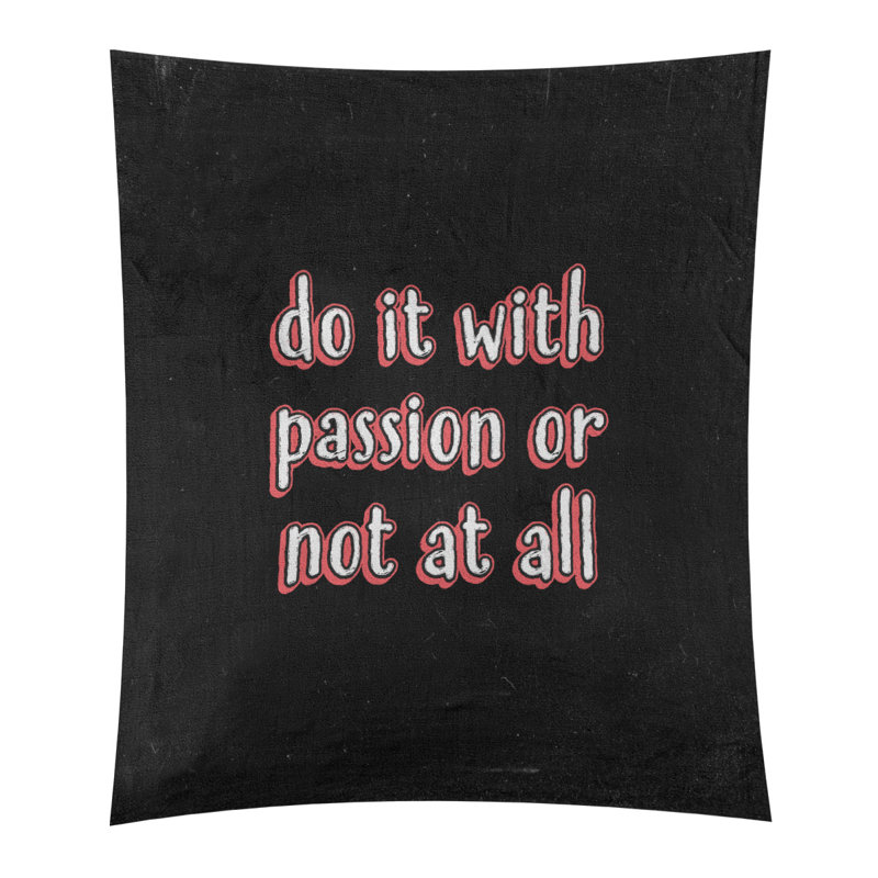 Tapisserie tableau noir en polyester citation passion, H 104 po x l 88 po, Rouge