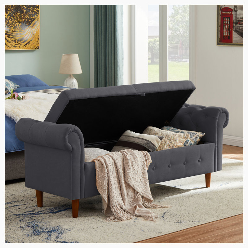 Banc de rangement rabattable, Gris foncé