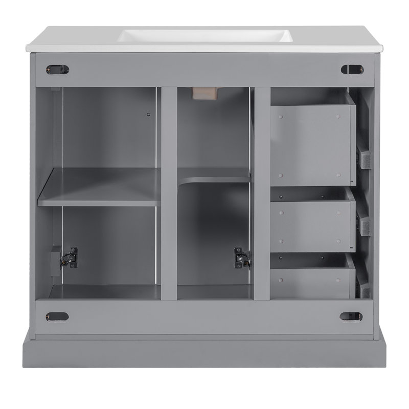 Meuble-lavabo 36 po avec comptoir en céramique, Gris