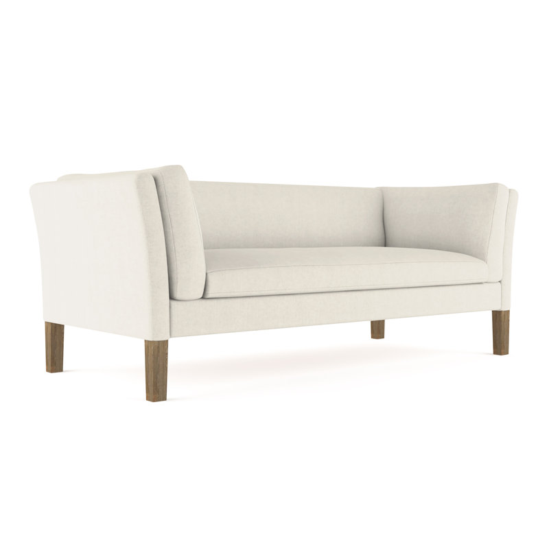 Charlton Flared Shelter-Arm Sofa, 31" H x 108" W x 40" D, Box Weave Linen Alabaster, Ebony